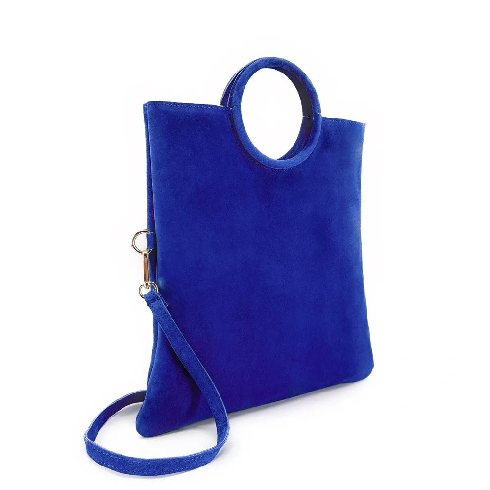 Sac à main en croûte de cuir CHARLOTTE Bleu roi
