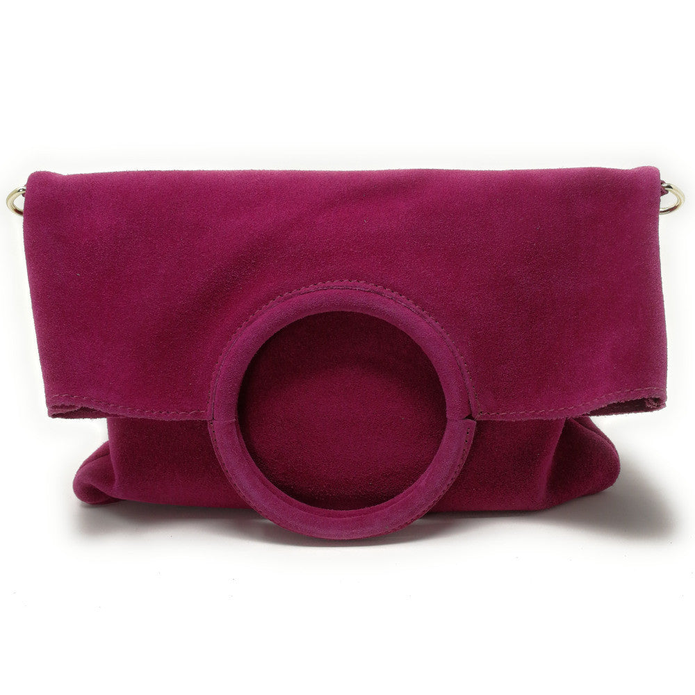Sac à main en croûte de cuir CHARLOTTE Rose fuchsia