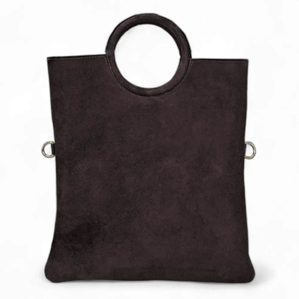 Sac à main en croûte de cuir CHARLOTTE Chocolat