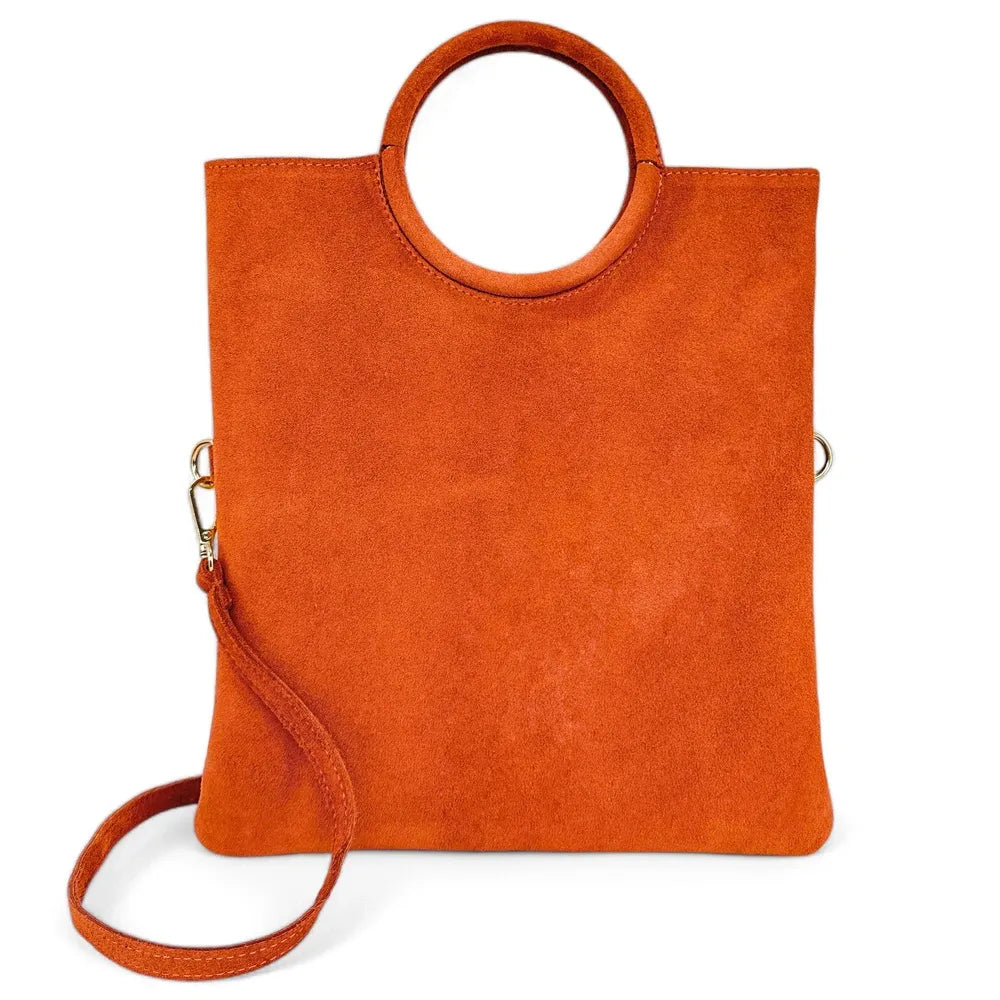 Sac à main en croûte de cuir CHARLOTTE Mandarine