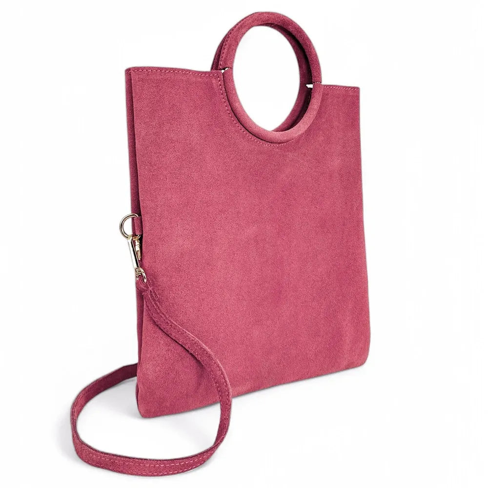 Sac à main en croûte de cuir CHARLOTTE Rose intense