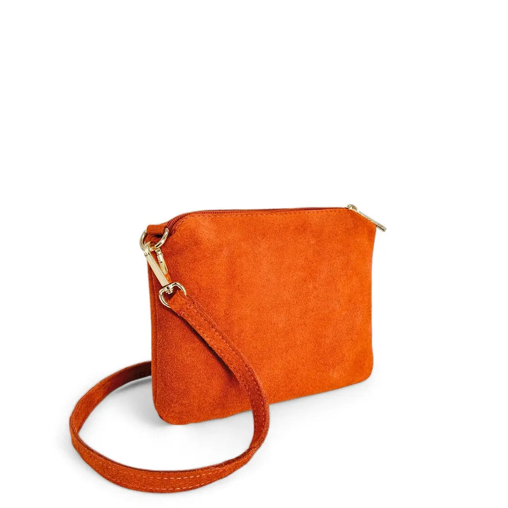 Sac à main en croûte de cuir CHARLOTTE Mandarine