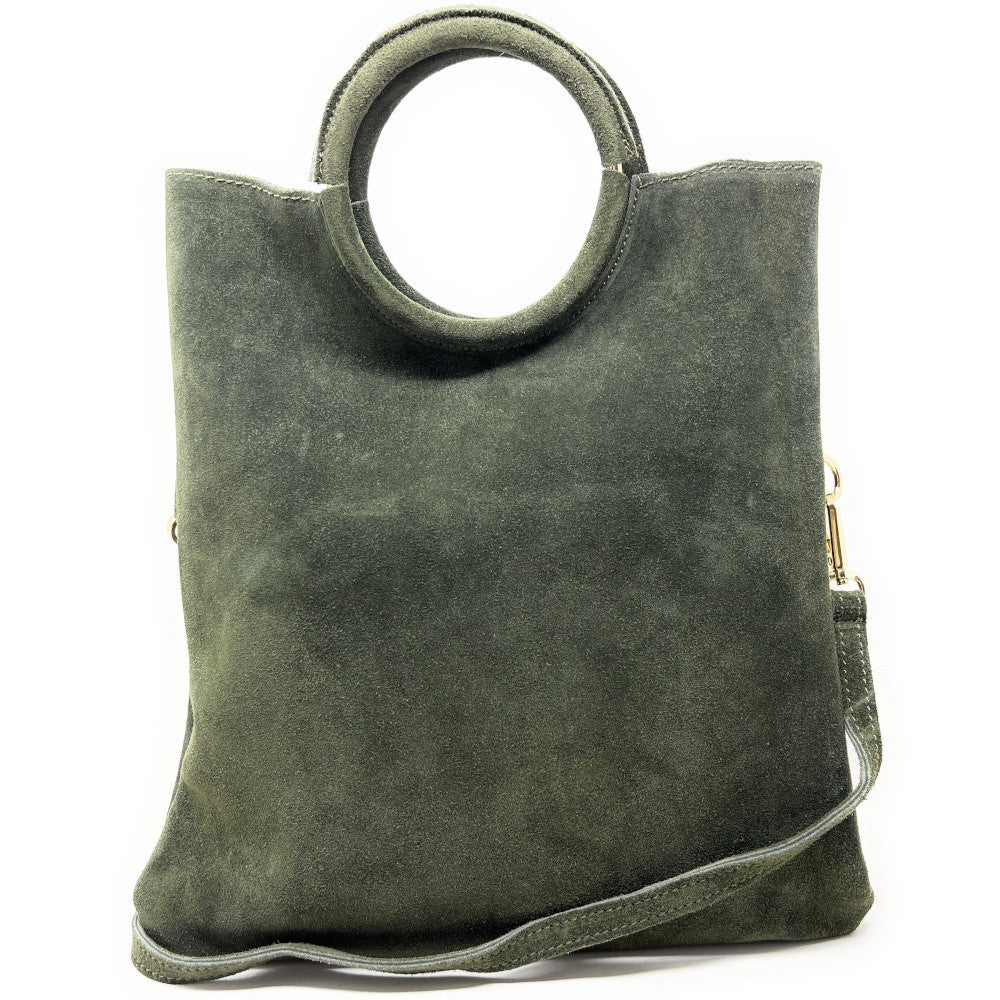 Sac à main en croûte de cuir CHARLOTTE Kaki