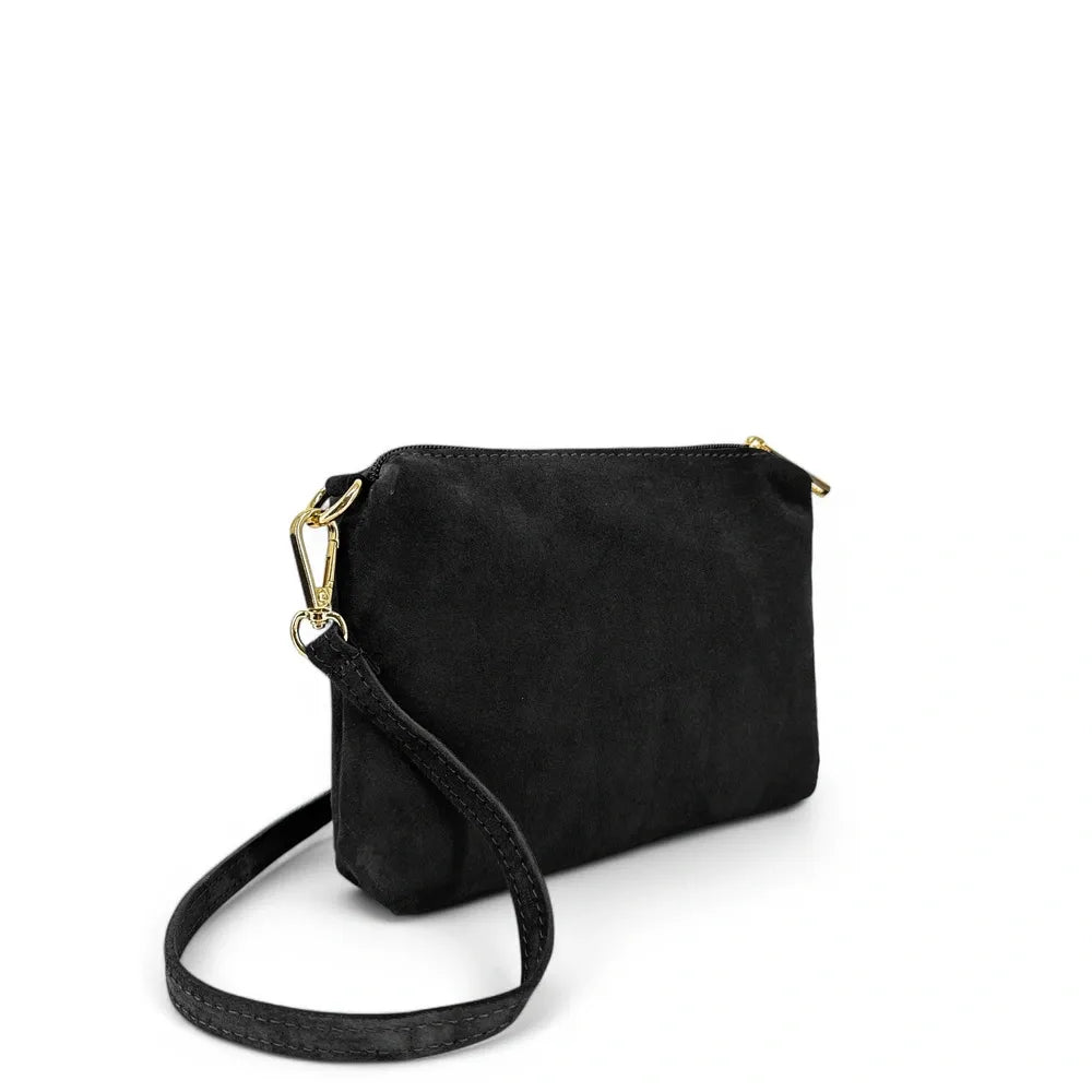 Sac à main en croûte de cuir CHARLOTTE Noir