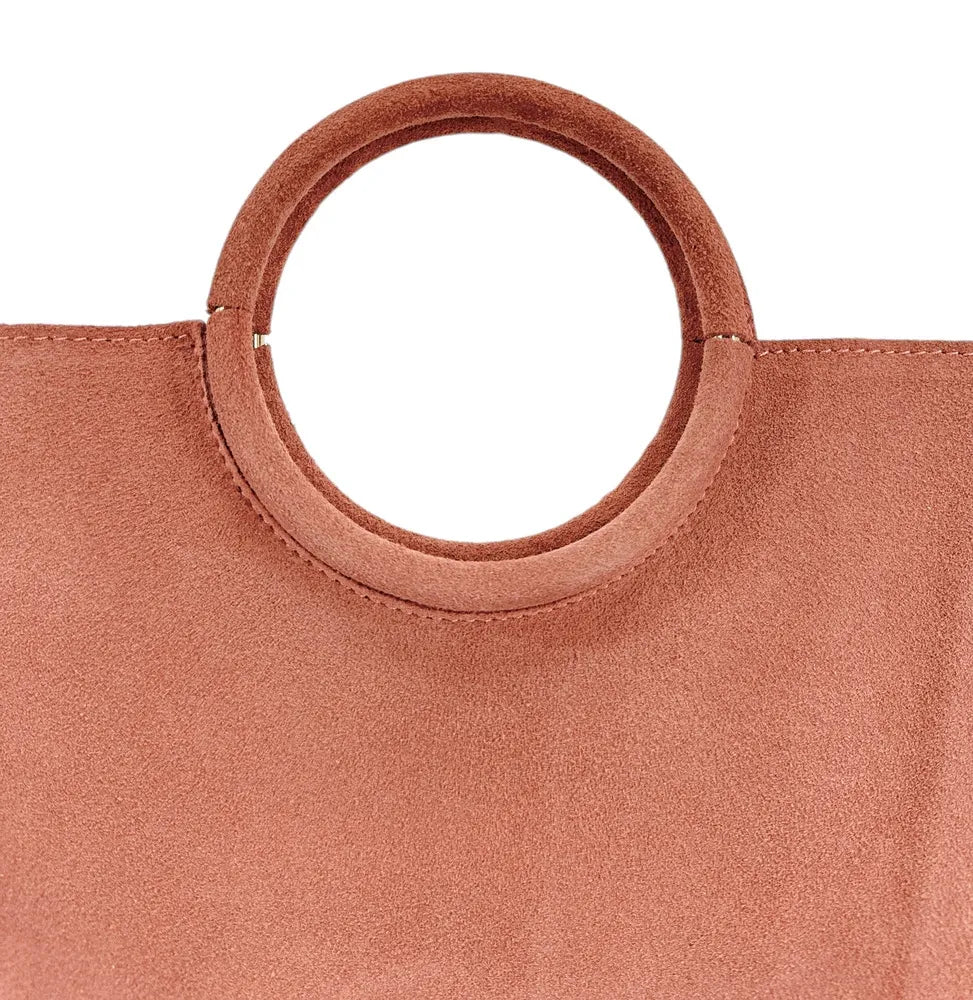 Sac à main en croûte de cuir CHARLOTTE Mocha mousse