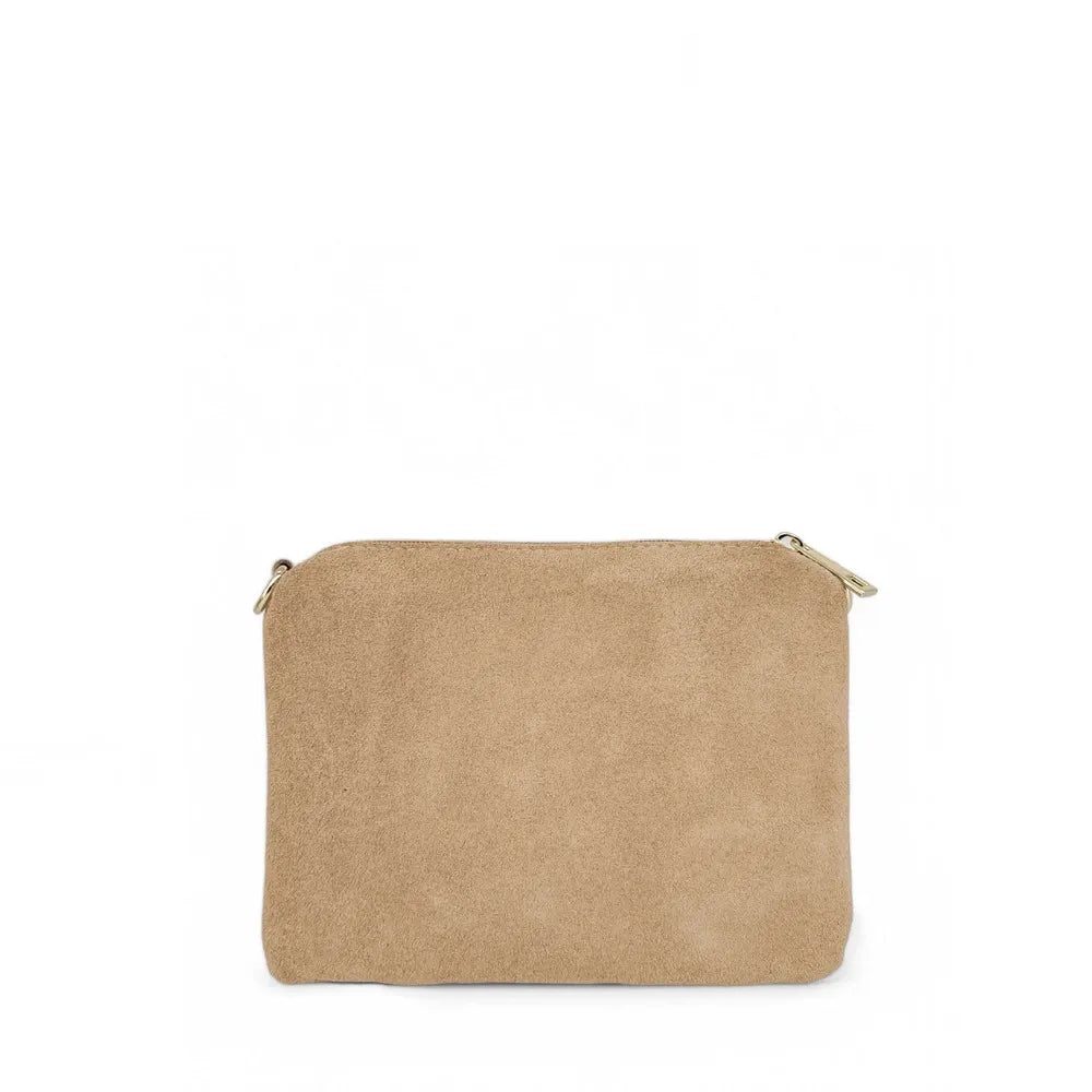 Sac à main en croûte de cuir CHARLOTTE Taupe clair