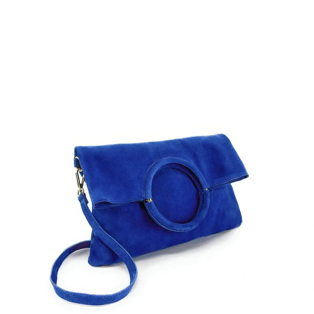 Sac à main en croûte de cuir CHARLOTTE Bleu roi