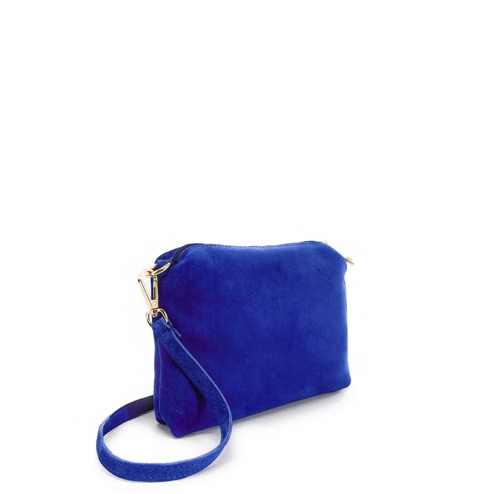 Sac à main en croûte de cuir CHARLOTTE Bleu roi