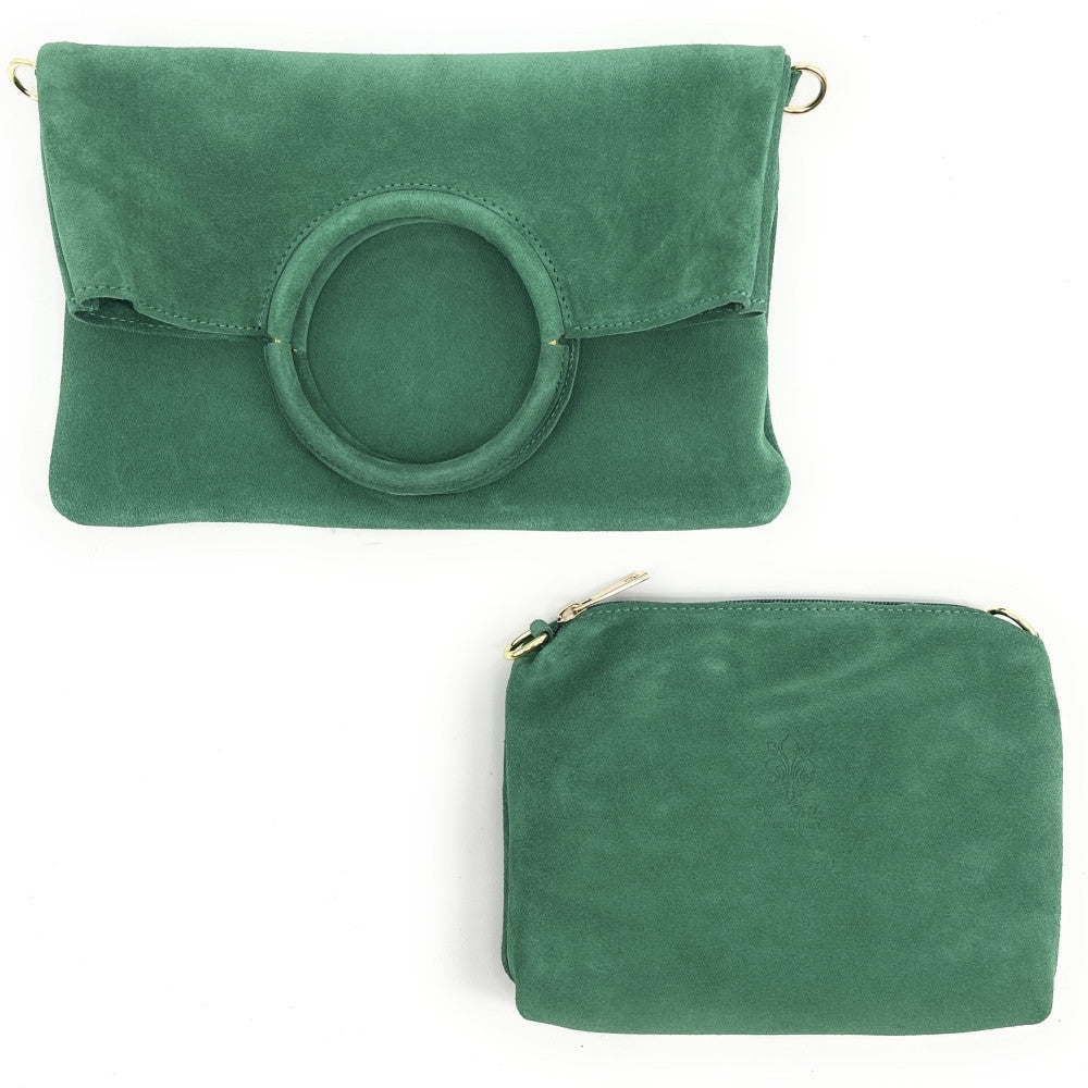 Sac à main en croûte de cuir CHARLOTTE Vert menthe