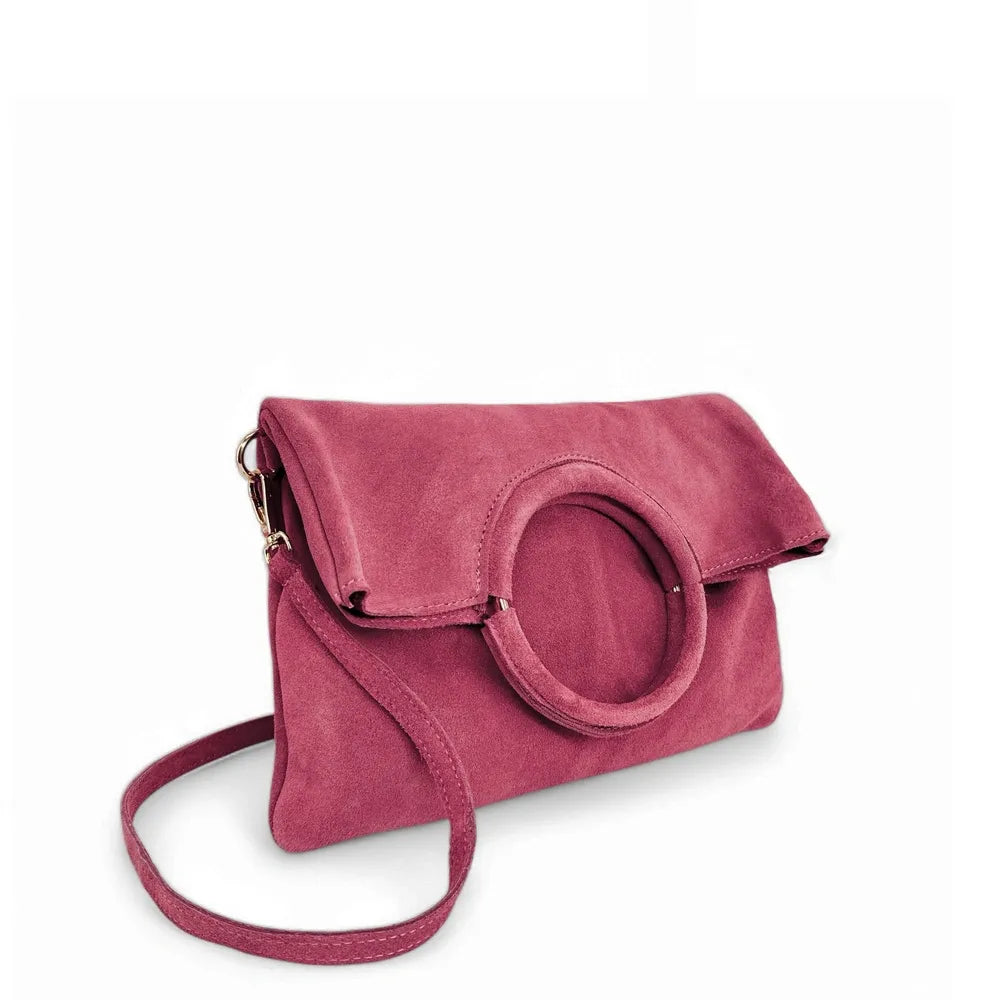 Sac à main en croûte de cuir CHARLOTTE Rose intense