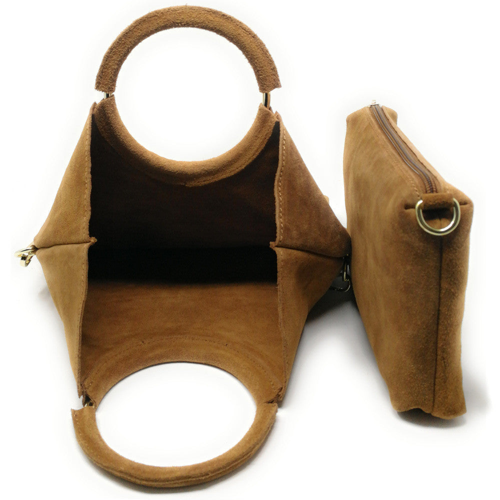 Sac à main en croûte de cuir CHARLOTTE Cognac