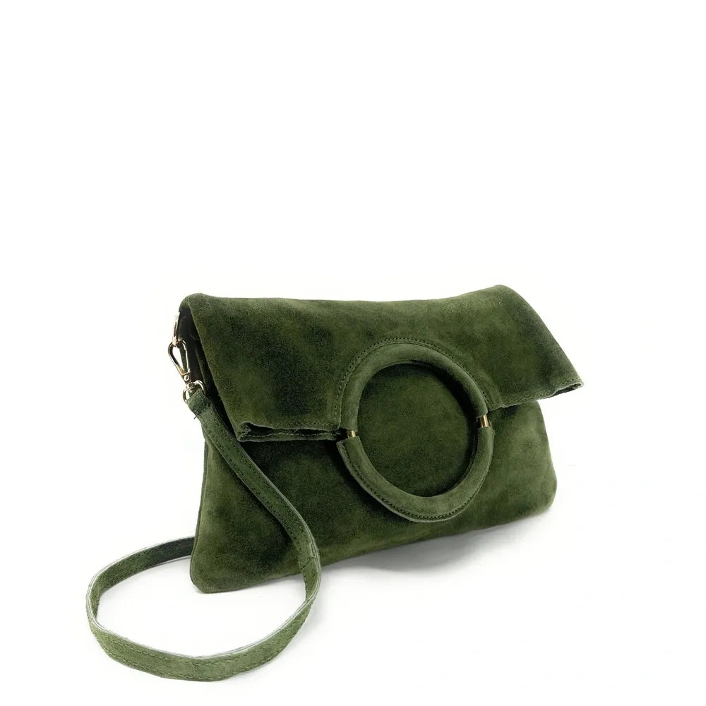 Sac à main en croûte de cuir CHARLOTTE Vert forêt