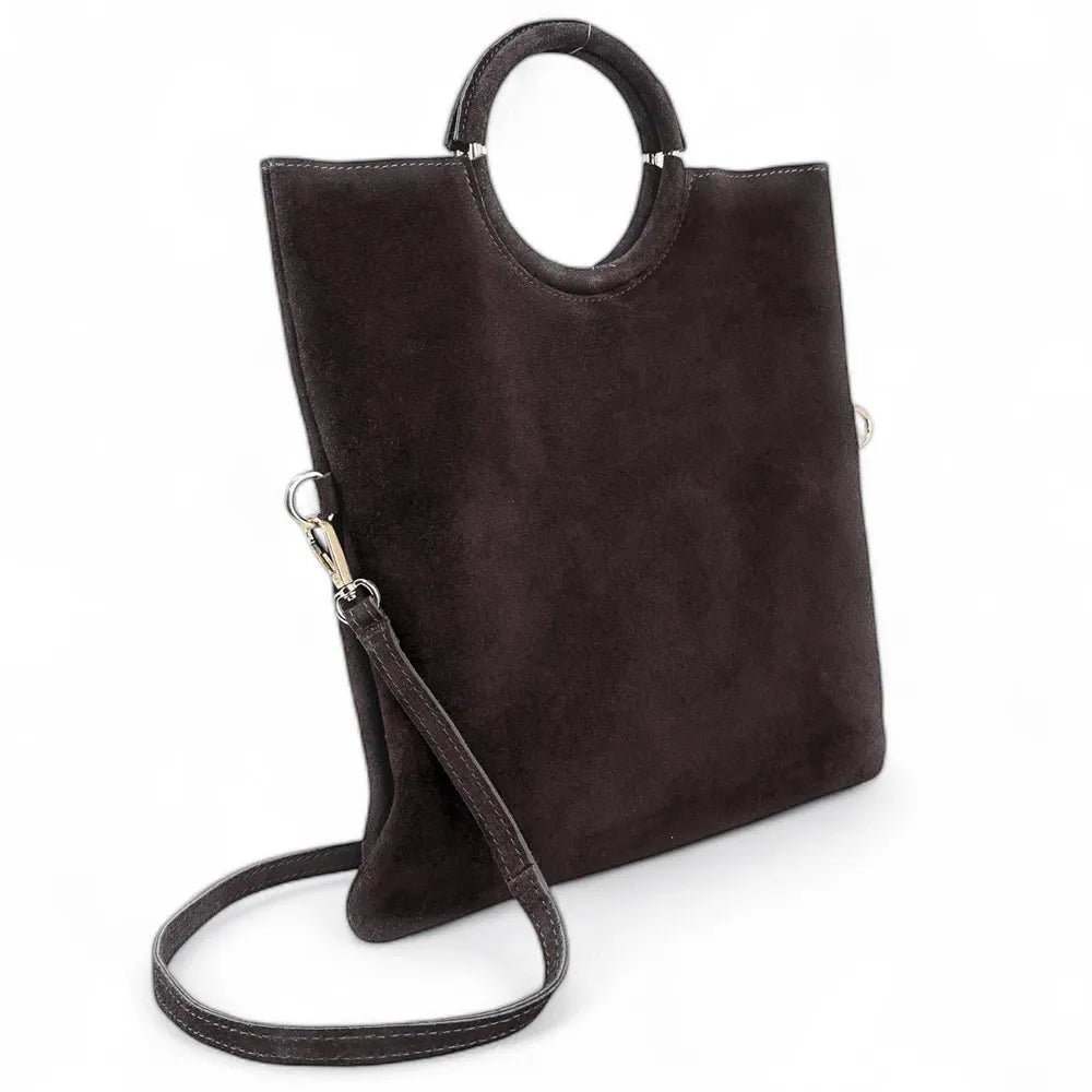 Sac à main en croûte de cuir CHARLOTTE Chocolat