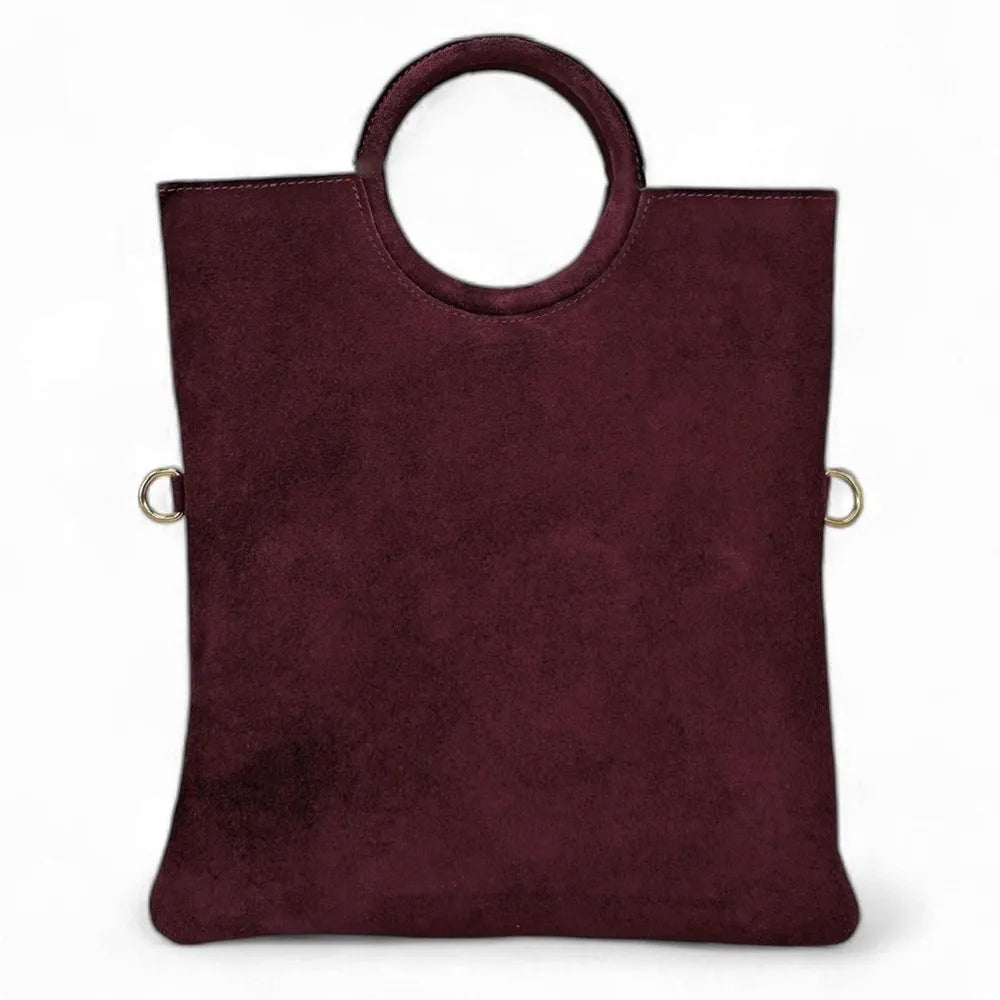 Sac à main en croûte de cuir CHARLOTTE Rouge bordeaux