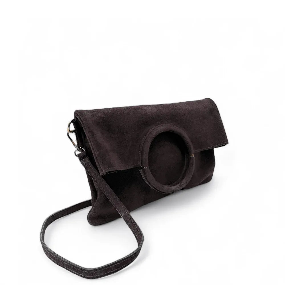 Sac à main en croûte de cuir CHARLOTTE Chocolat