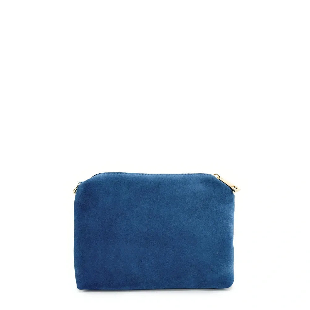 Sac à main en croûte de cuir CHARLOTTE Bleu denim