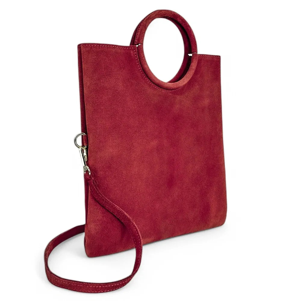 Sac à main en croûte de cuir CHARLOTTE Framboise