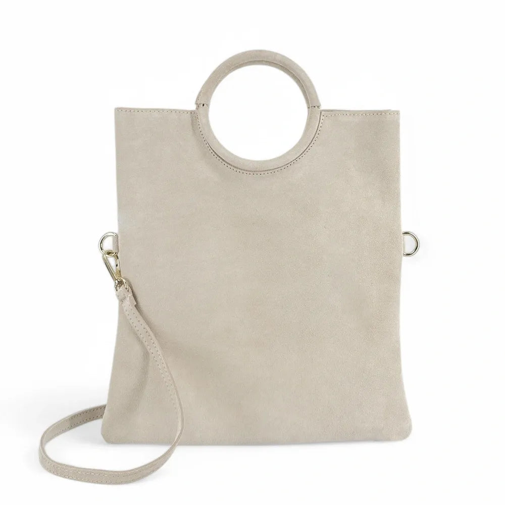 Sac à main en croûte de cuir CHARLOTTE Beige crème