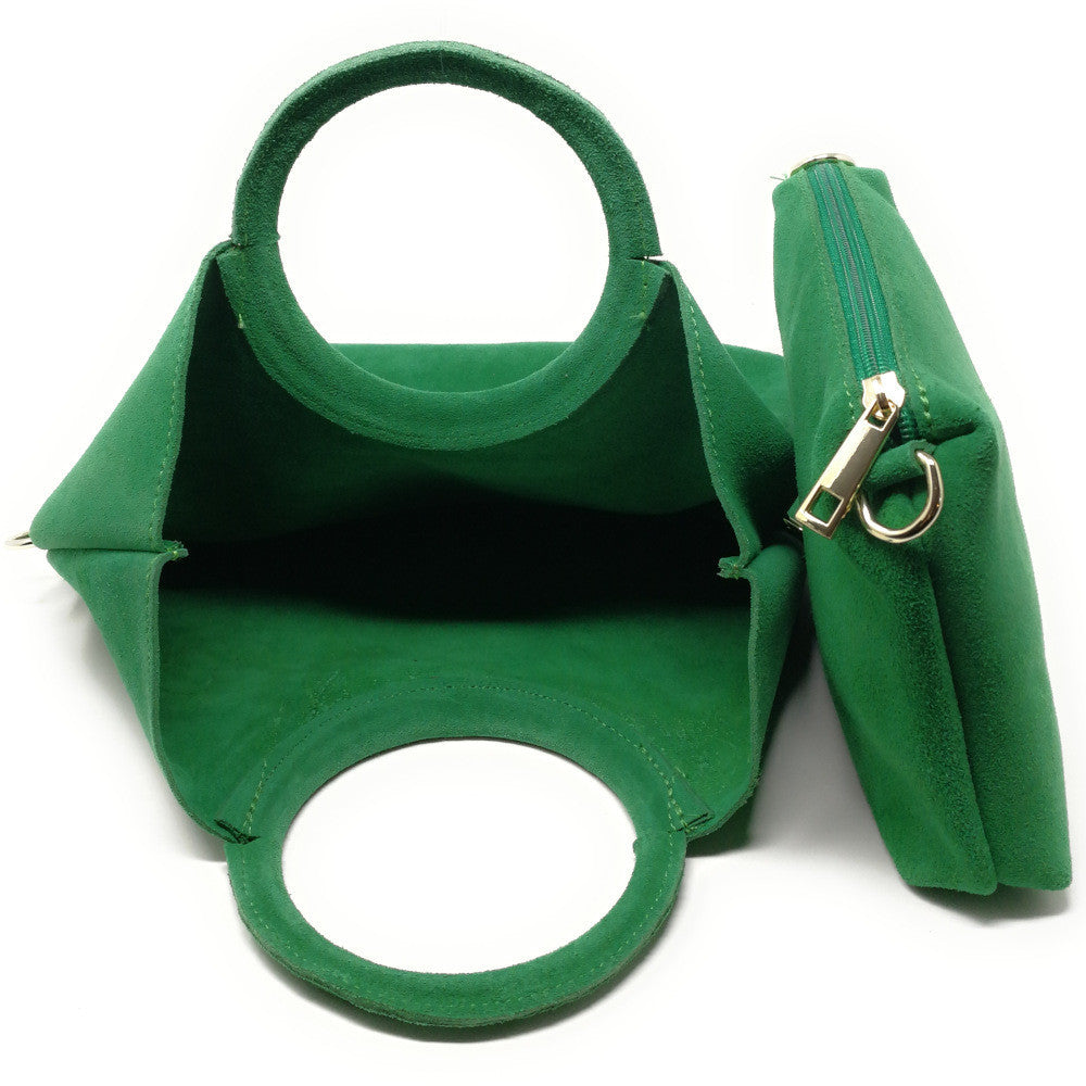 Sac à main en croûte de cuir CHARLOTTE Vert anglais