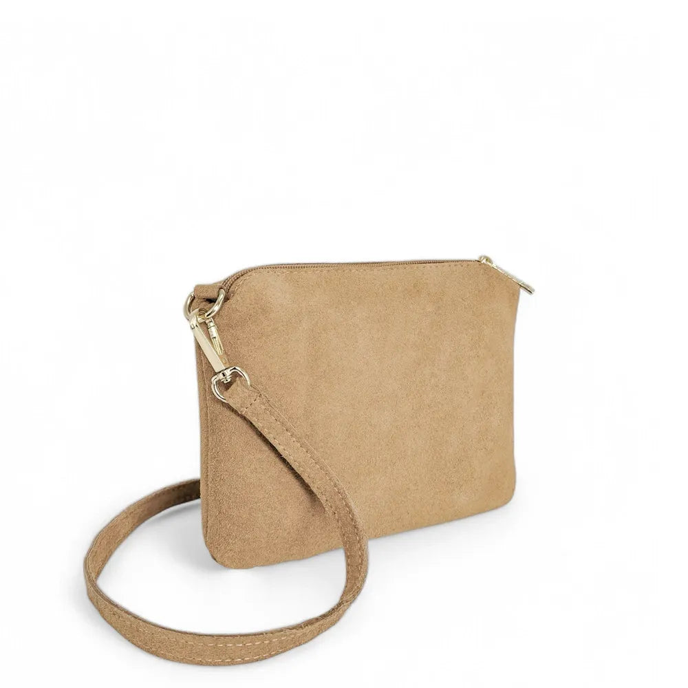 Sac à main en croûte de cuir CHARLOTTE Taupe clair