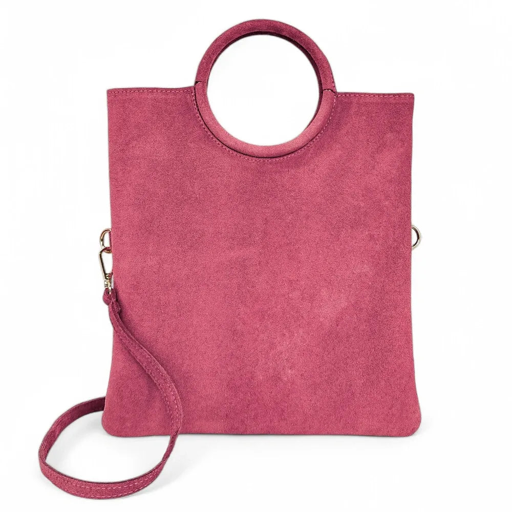 Sac à main en croûte de cuir CHARLOTTE Rose intense