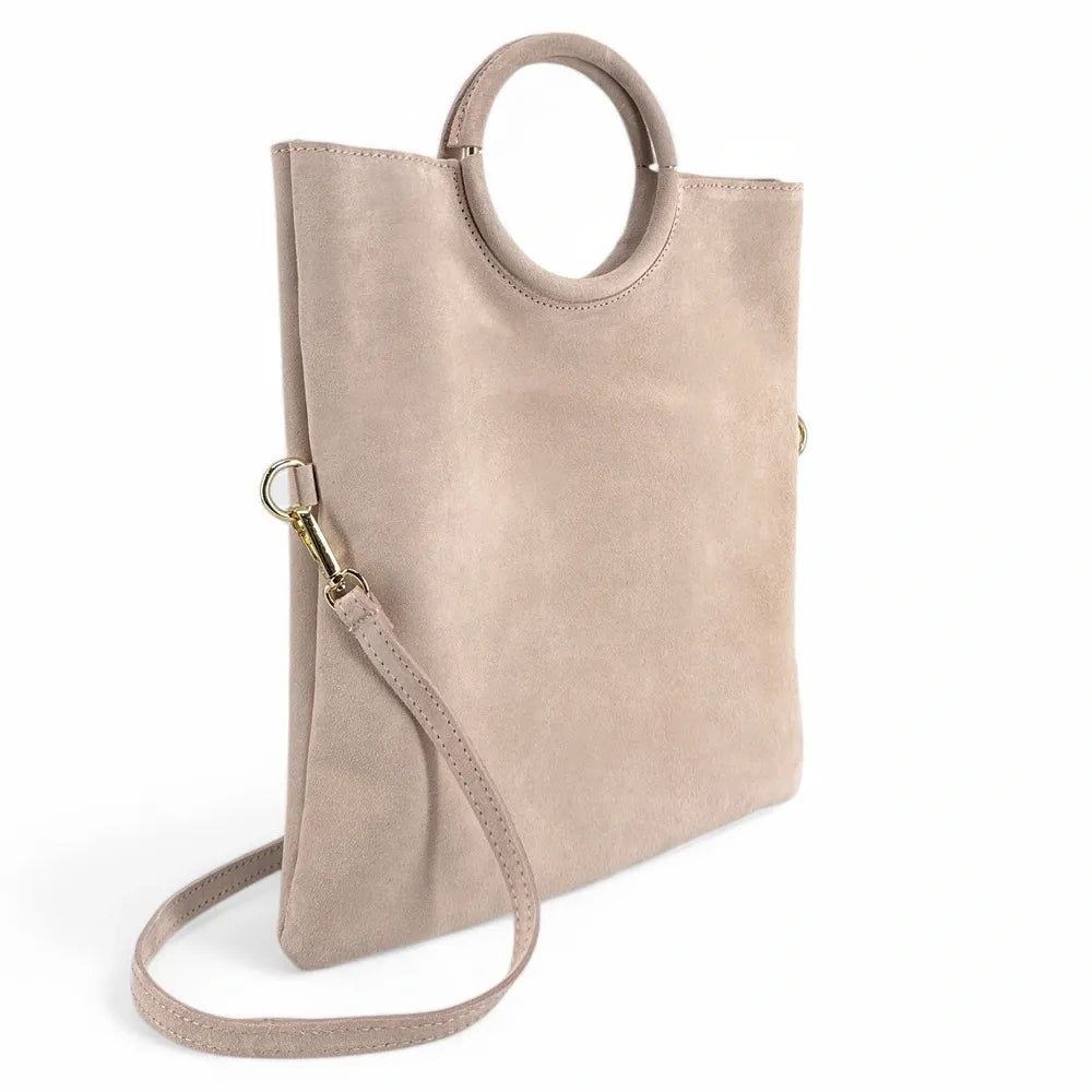 Sac à main en croûte de cuir CHARLOTTE Rose nude