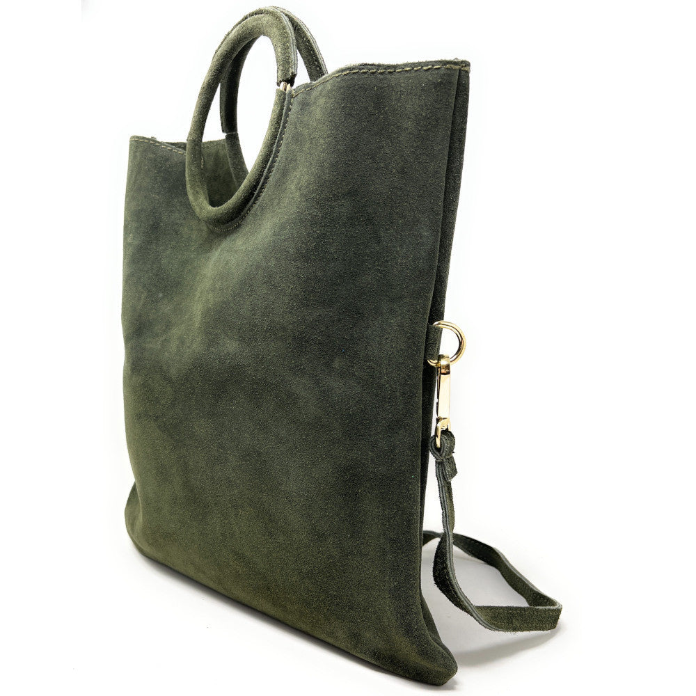 Sac à main en croûte de cuir CHARLOTTE Kaki