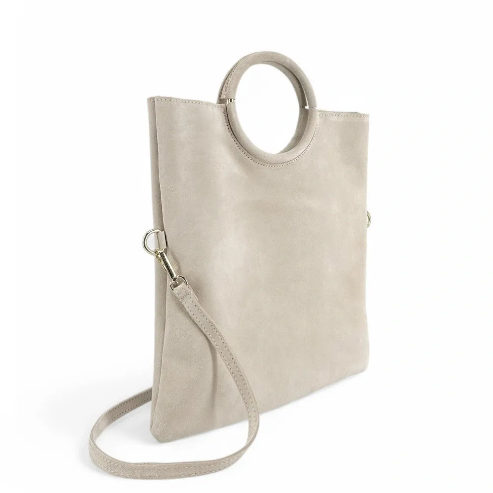 Sac à main en croûte de cuir CHARLOTTE Beige crème