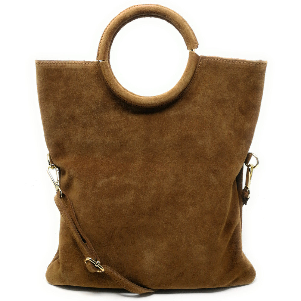 Sac à main en croûte de cuir CHARLOTTE Cognac