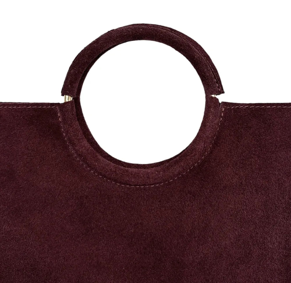 Sac à main en croûte de cuir CHARLOTTE Rouge bordeaux