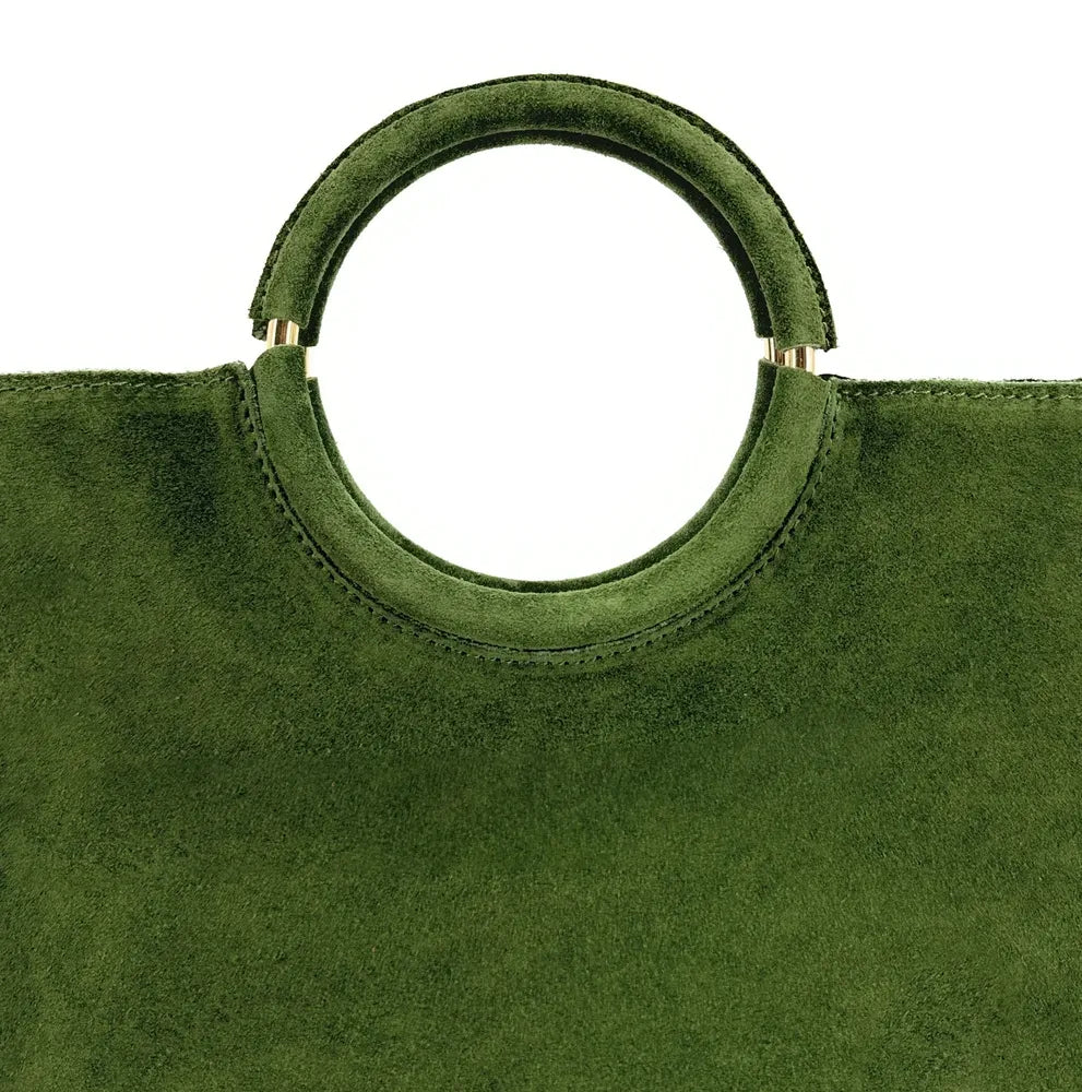 Sac à main en croûte de cuir CHARLOTTE Vert forêt