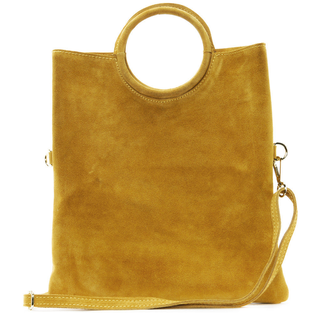 Sac à main en croûte de cuir CHARLOTTE Jaune Moutarde