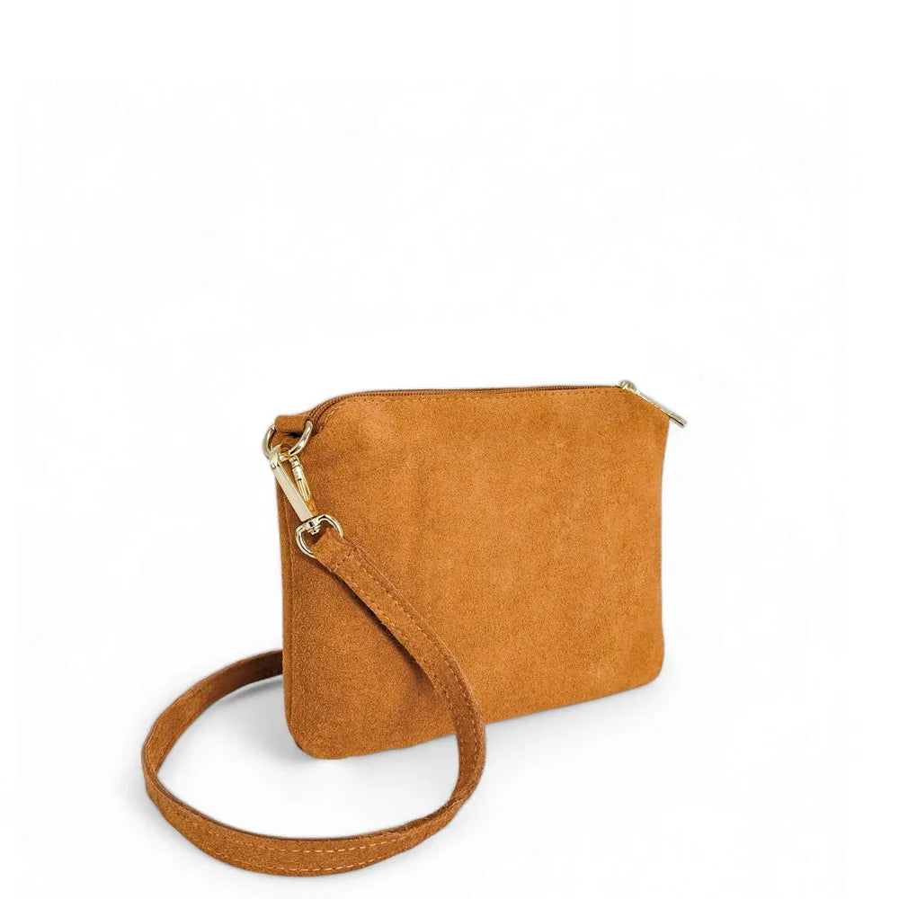 Sac à main en croûte de cuir CHARLOTTE Camel clair