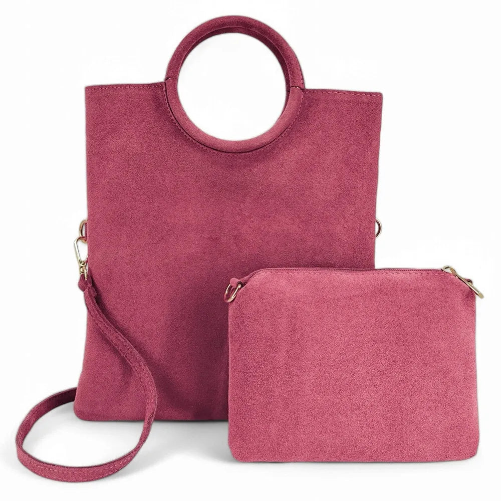 Sac à main en croûte de cuir CHARLOTTE Rose intense