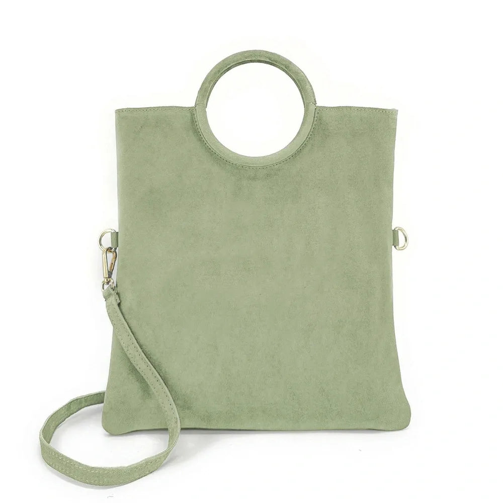 Sac à main en croûte de cuir CHARLOTTE Vert pastel