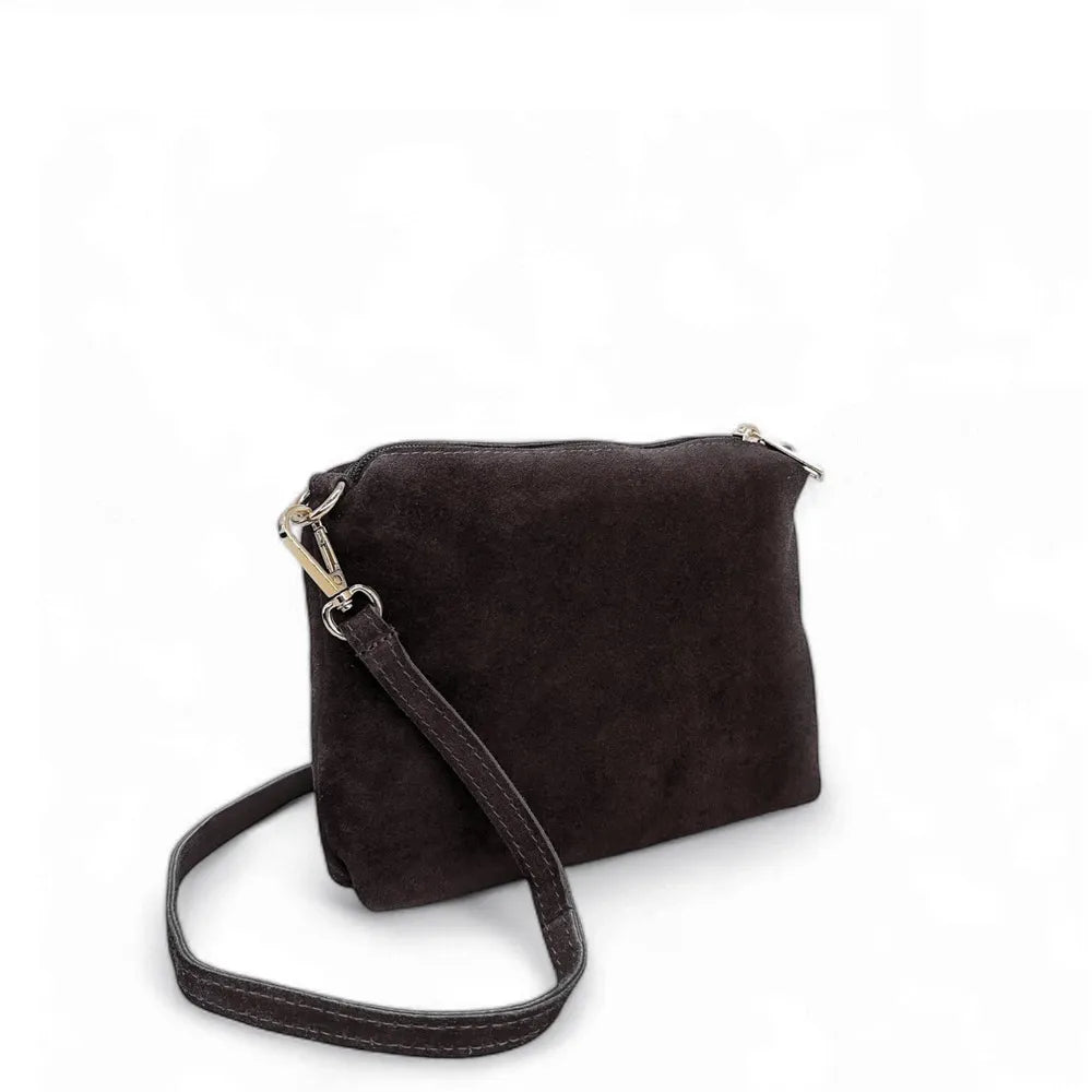 Sac à main en croûte de cuir CHARLOTTE Chocolat