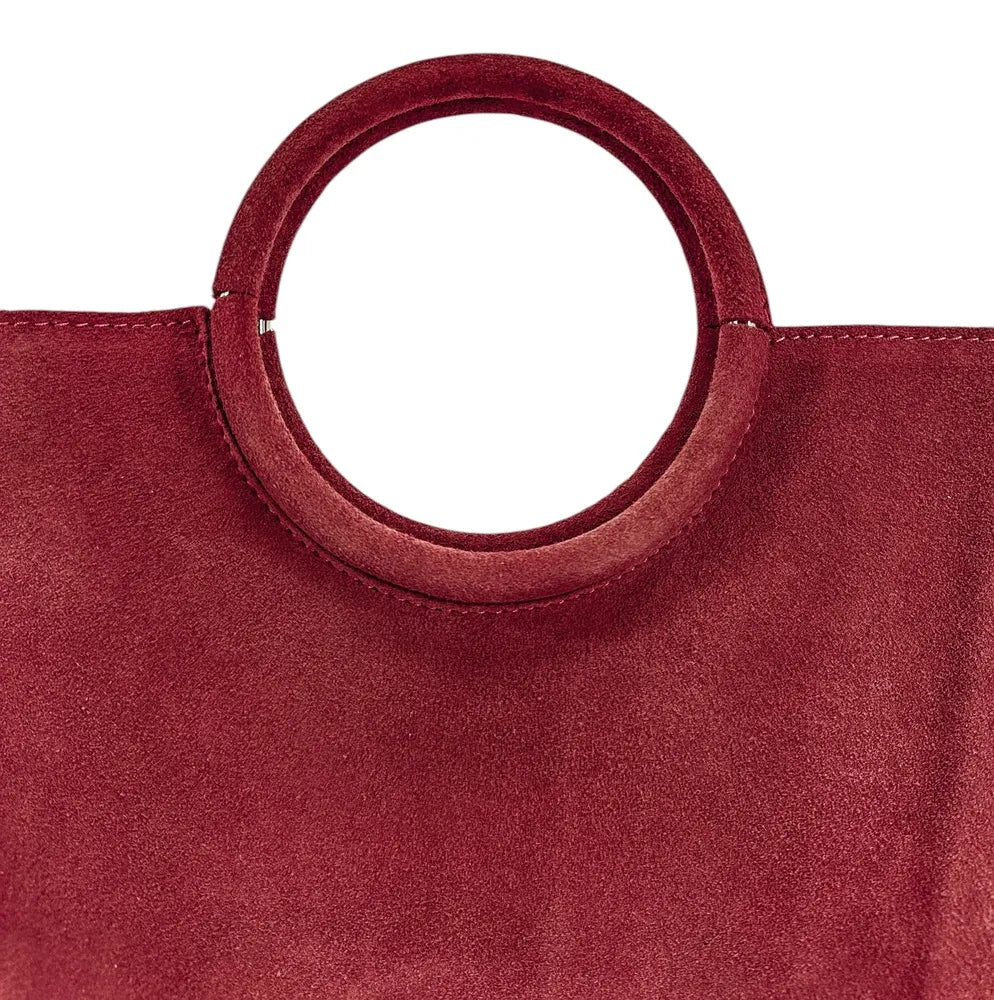 Sac à main en croûte de cuir CHARLOTTE Framboise