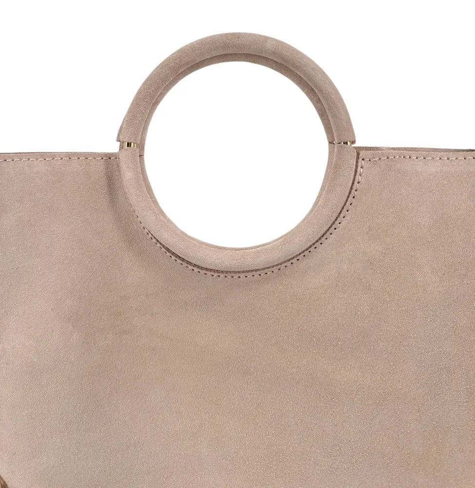 Sac à main en croûte de cuir CHARLOTTE Rose nude