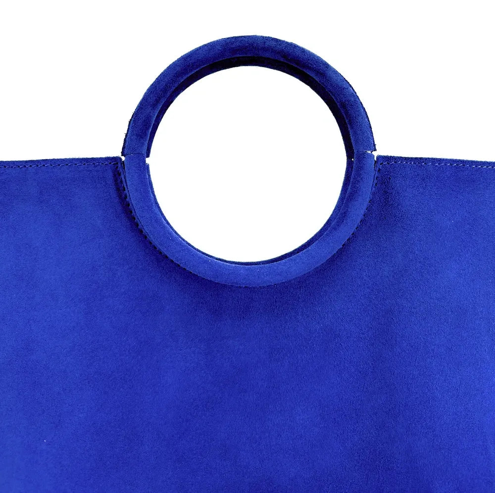 Sac à main en croûte de cuir CHARLOTTE Bleu roi