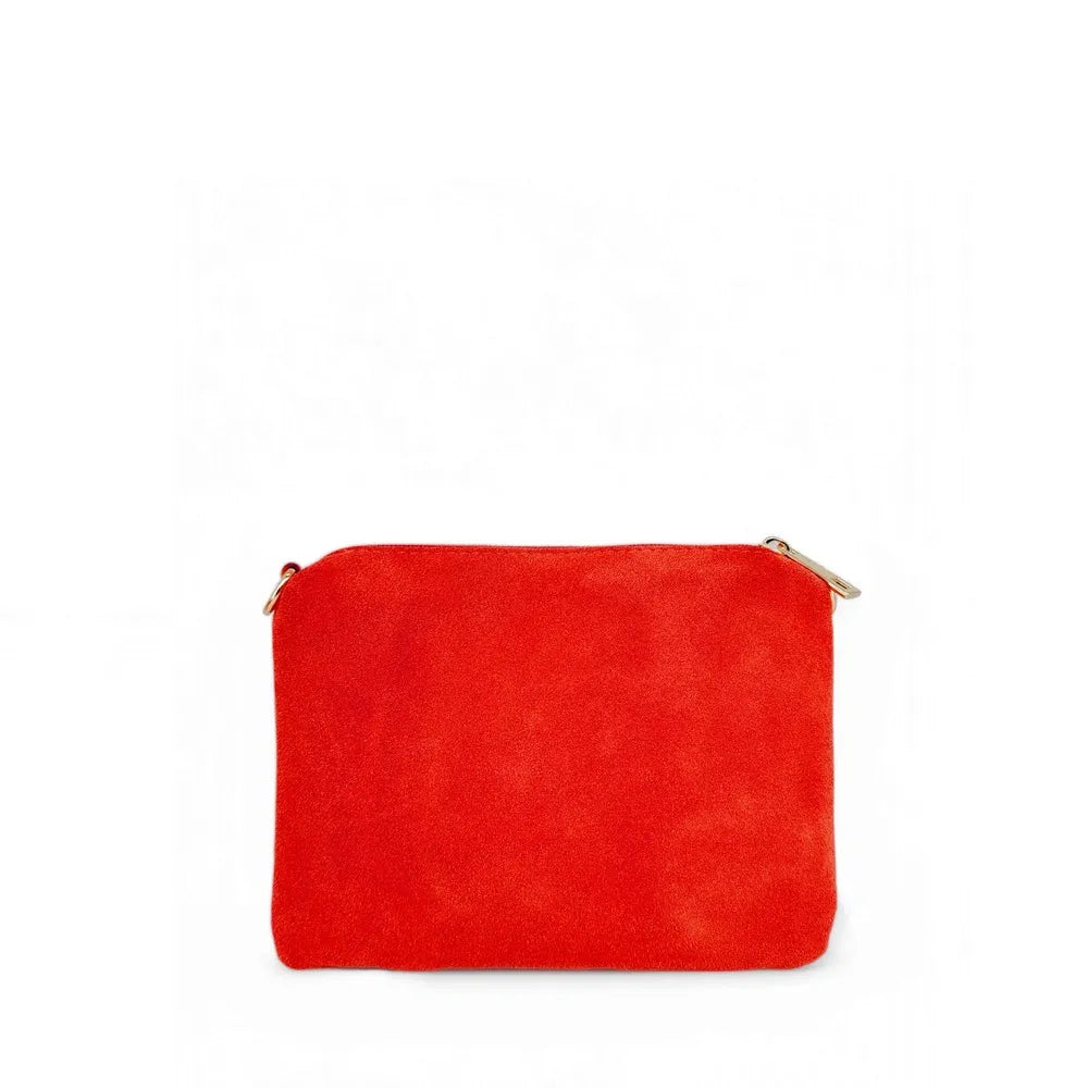 Sac à main en croûte de cuir CHARLOTTE Rouge coquelicot
