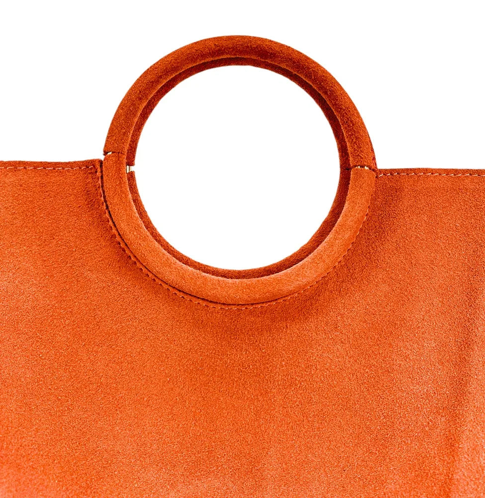 Sac à main en croûte de cuir CHARLOTTE Mandarine