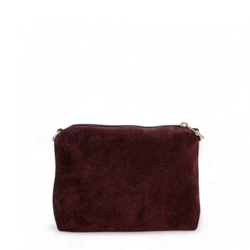 Sac à main en croûte de cuir CHARLOTTE Rouge bordeaux