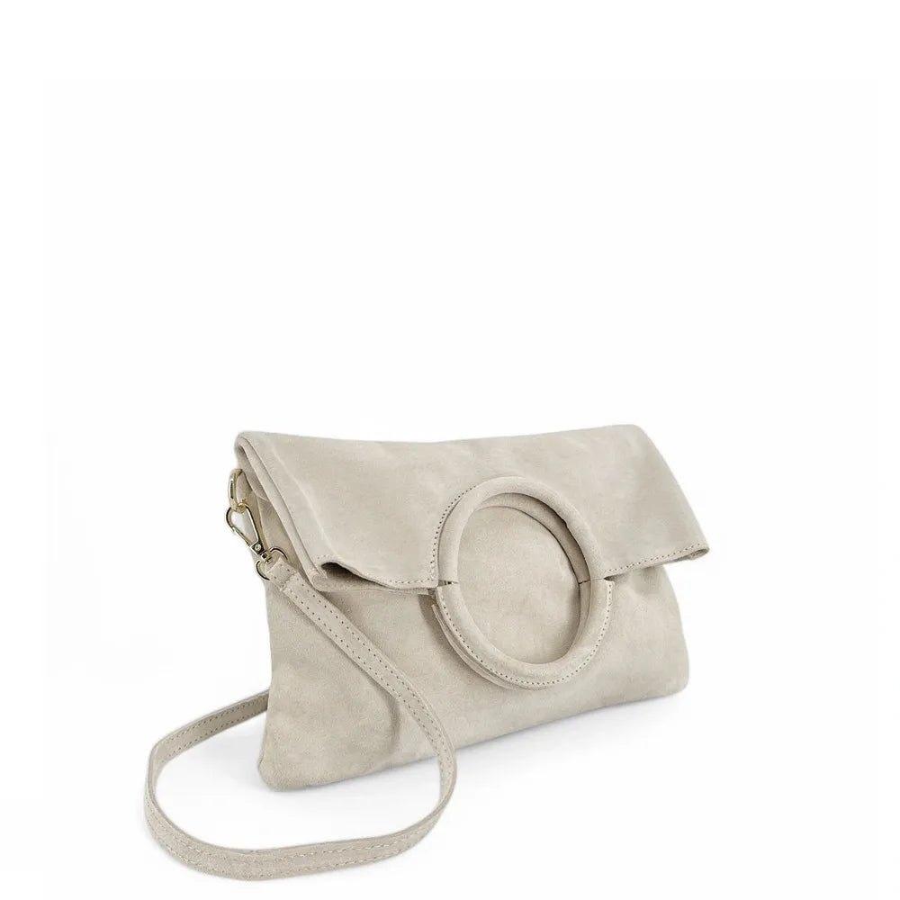 Sac à main en croûte de cuir CHARLOTTE Beige crème