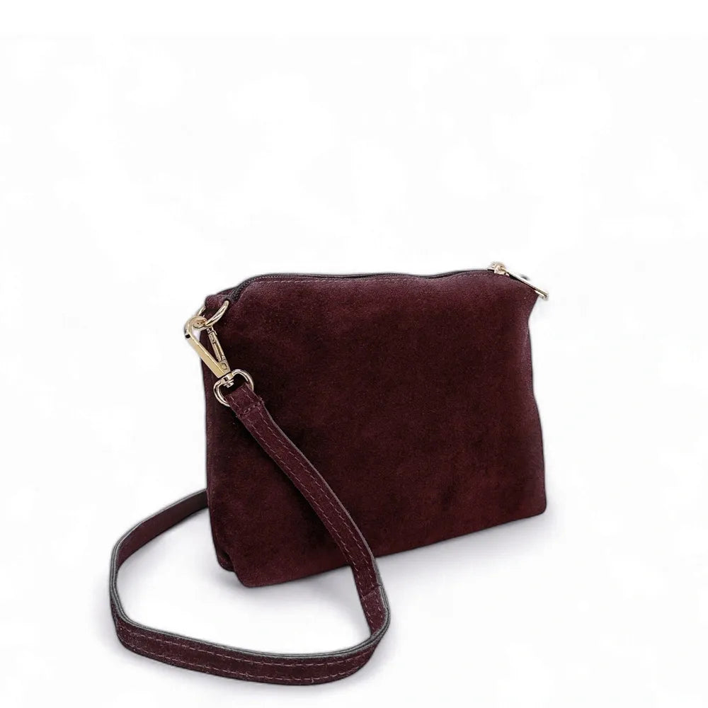Sac à main en croûte de cuir CHARLOTTE Rouge bordeaux