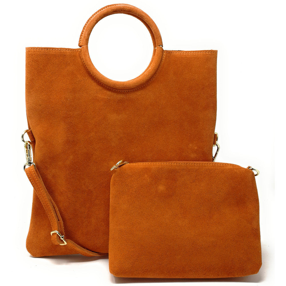 Sac à main en croûte de cuir CHARLOTTE Orange