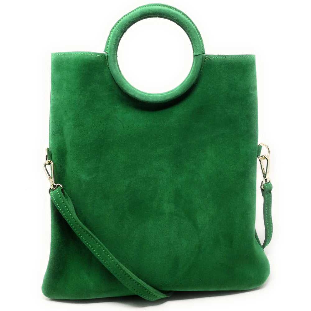 Sac à main en croûte de cuir CHARLOTTE Vert anglais