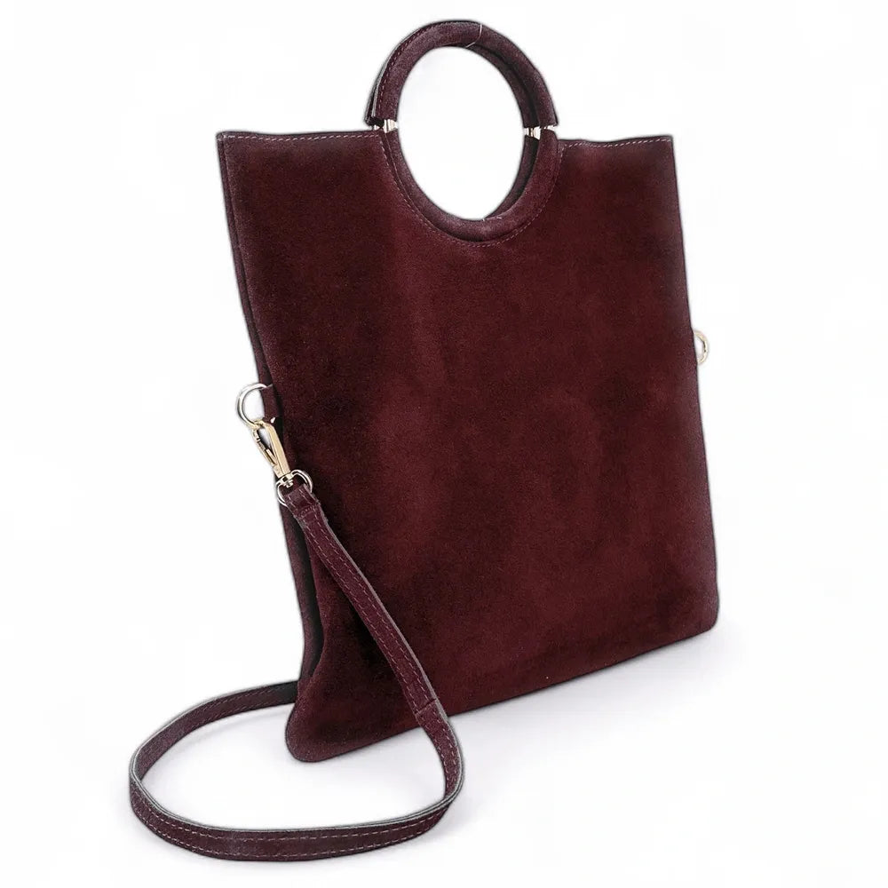 Sac à main en croûte de cuir CHARLOTTE Rouge bordeaux