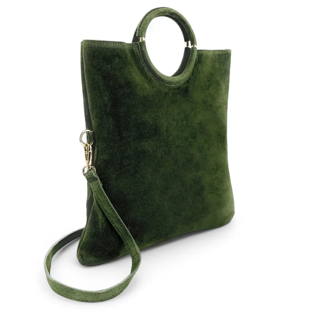 Sac à main en croûte de cuir CHARLOTTE Vert forêt