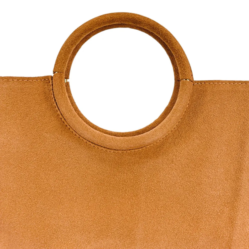 Sac à main en croûte de cuir CHARLOTTE Camel clair