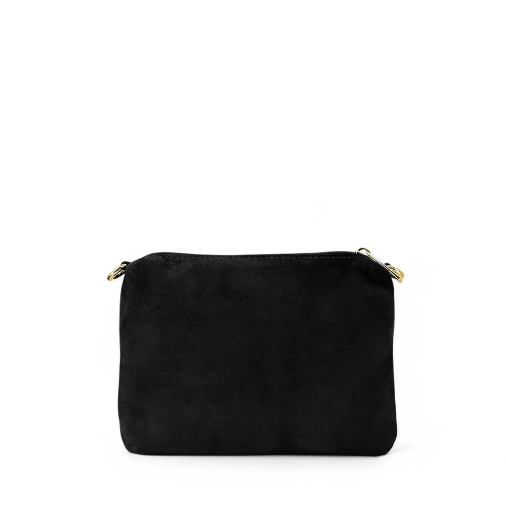 Sac à main en croûte de cuir CHARLOTTE Noir